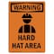Signmission OSHA WARNING Sign, Hard Hat Area W/ Symbol, 10in X 7in Decal, 7" W, 10" H, Portrait OS-WS-D-710-V-13219 - alternate 1